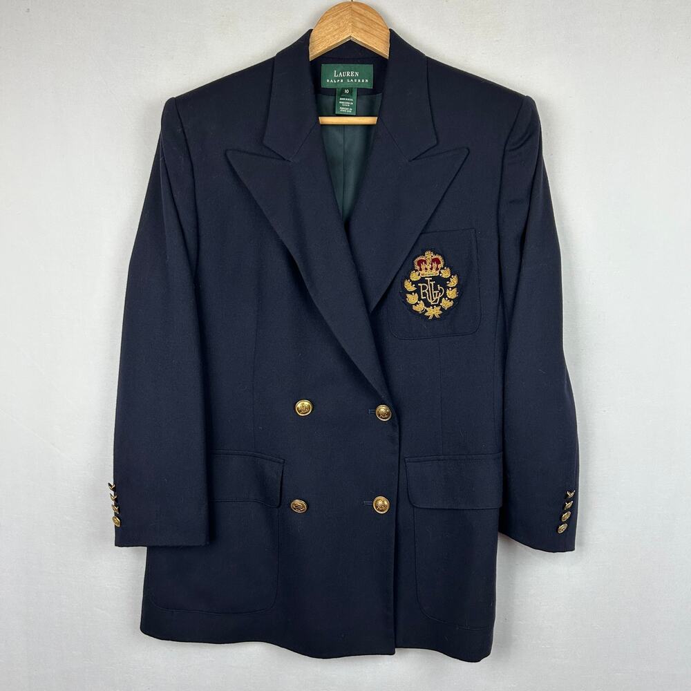 Lauren Ralph Lauren Embroidered Logo Blazer Double Breast Jacket Women's Size 10